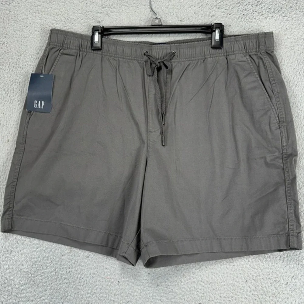Gap Men Pull On Shorts 2XL Grey Casual Drawstring Stretch Flat Front Pockets NEW
